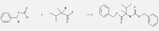 Valine, 2-methyl- and carbonochloridic acid benzyl ester can be used to produce 2-benzyloxycarbonylamino-2,3-dimethyl-butyric acid benzyl ester